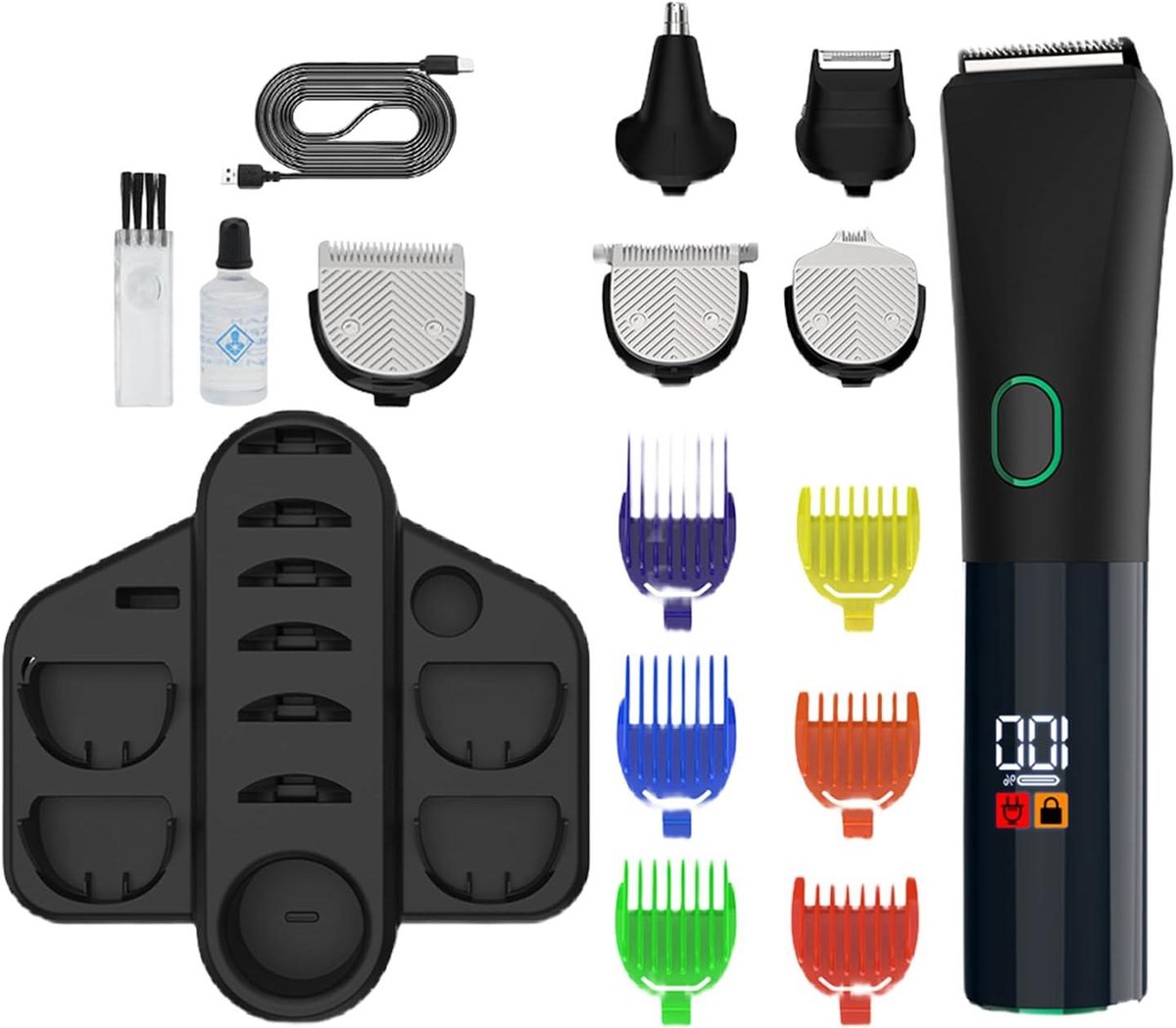 Herentrimmer 5-in-1 - Baard trimmer - Persoonlijke verzorging - Waterdicht ontwerp - 90 minuten draadloos - Zwart