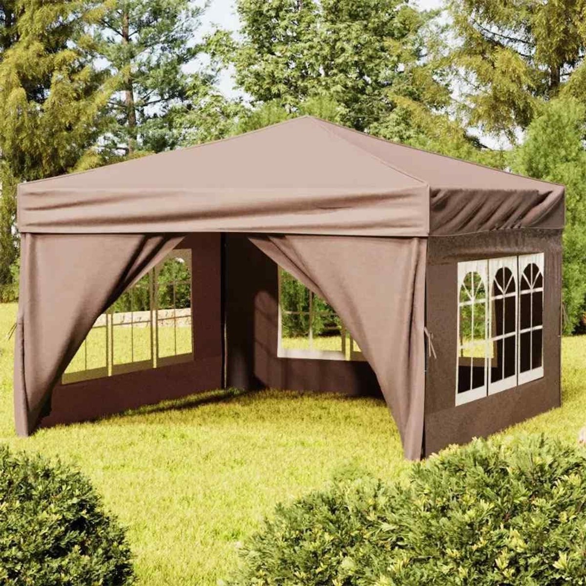 Opvouwbare Partytent - Paviljoen Tent - Feesten Buiten - Met Zijwanden - 3x3 m - taupe