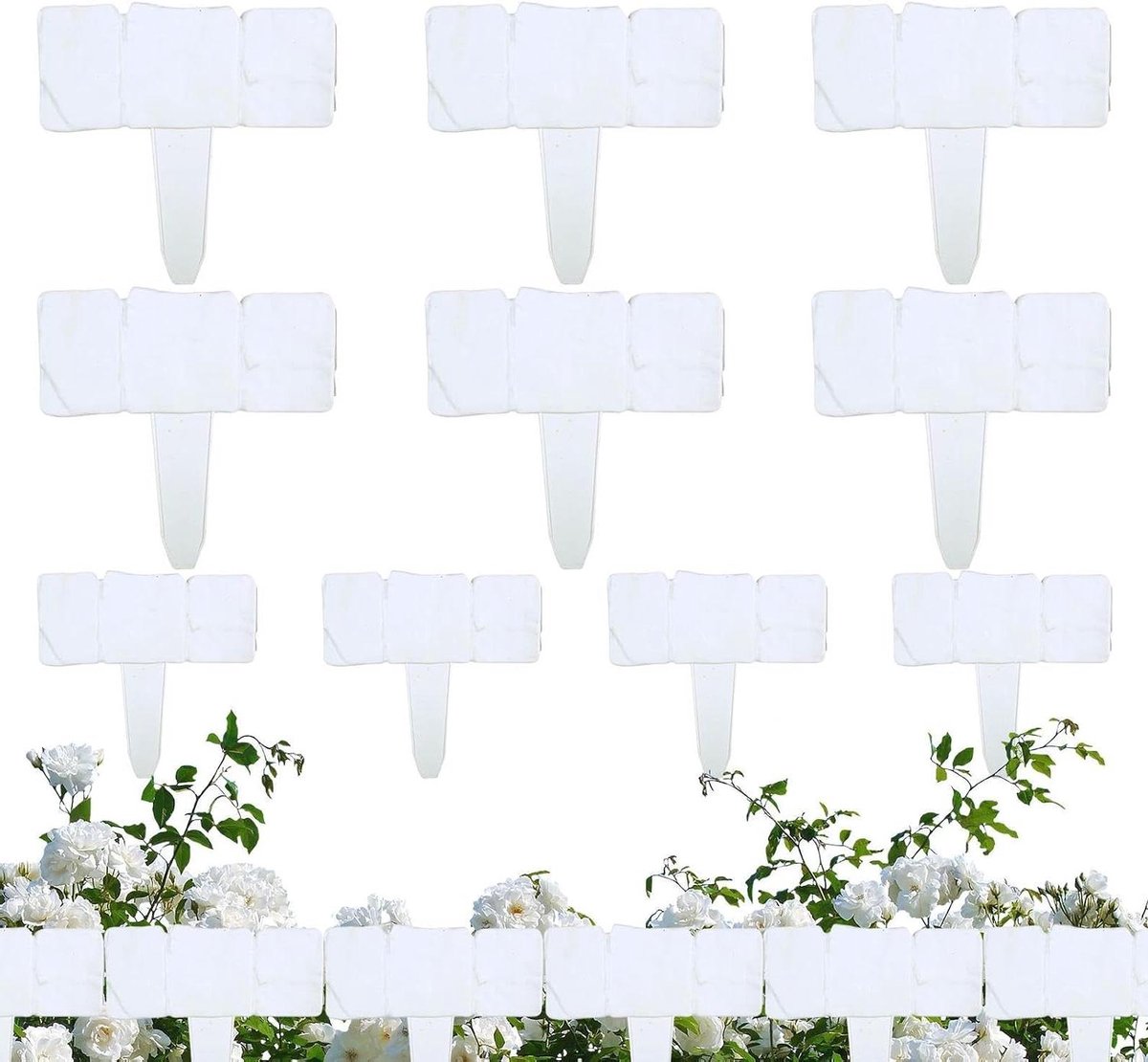 Tuinborder Set - Bloembedrand Gazonrand - Tuin Organiseren - Geen Graafwerk Nodig - 10 Stuks 25x23cm - Donkergrijs
