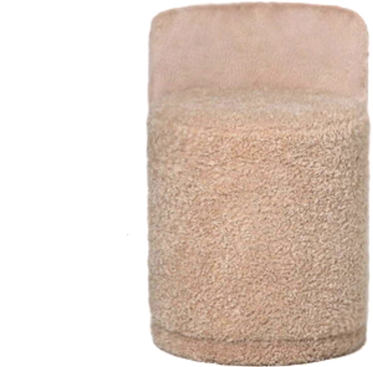 PTMD Brandon Beige Fabric Round Pouf With Backrest