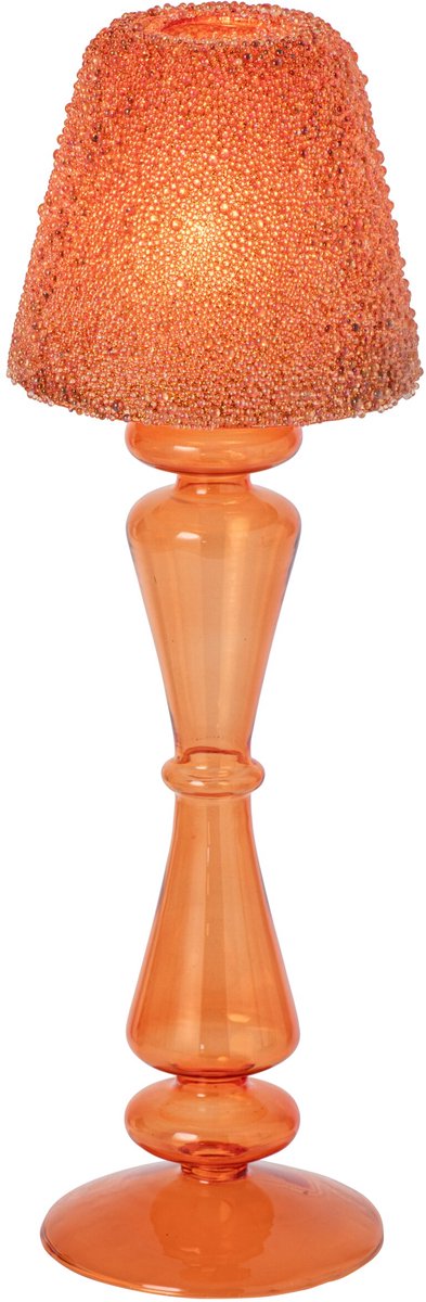 J-Line theelichthouder Kralen - glas - oranje - large