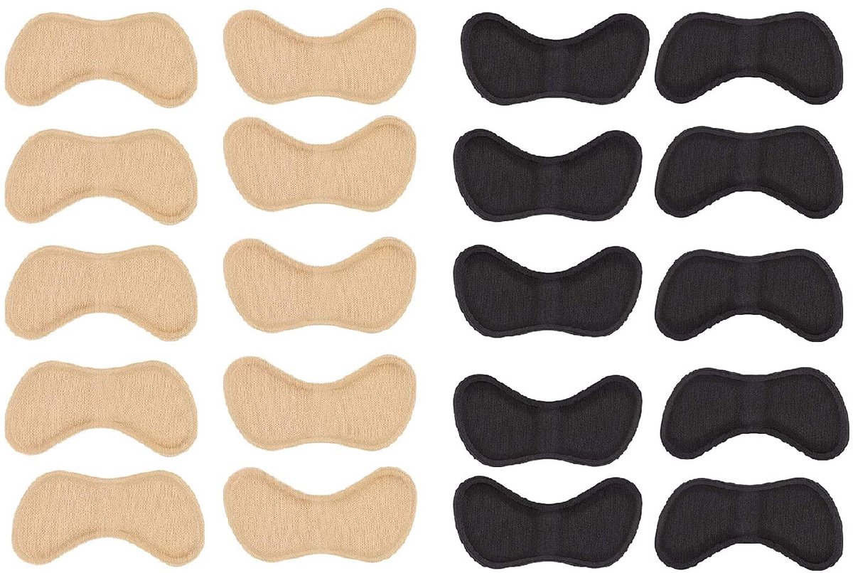 10 paar hielsteunen, hielkussens, krasbestendige en comfortabele hielkussens (5 paar zwart en 5 paar beige).