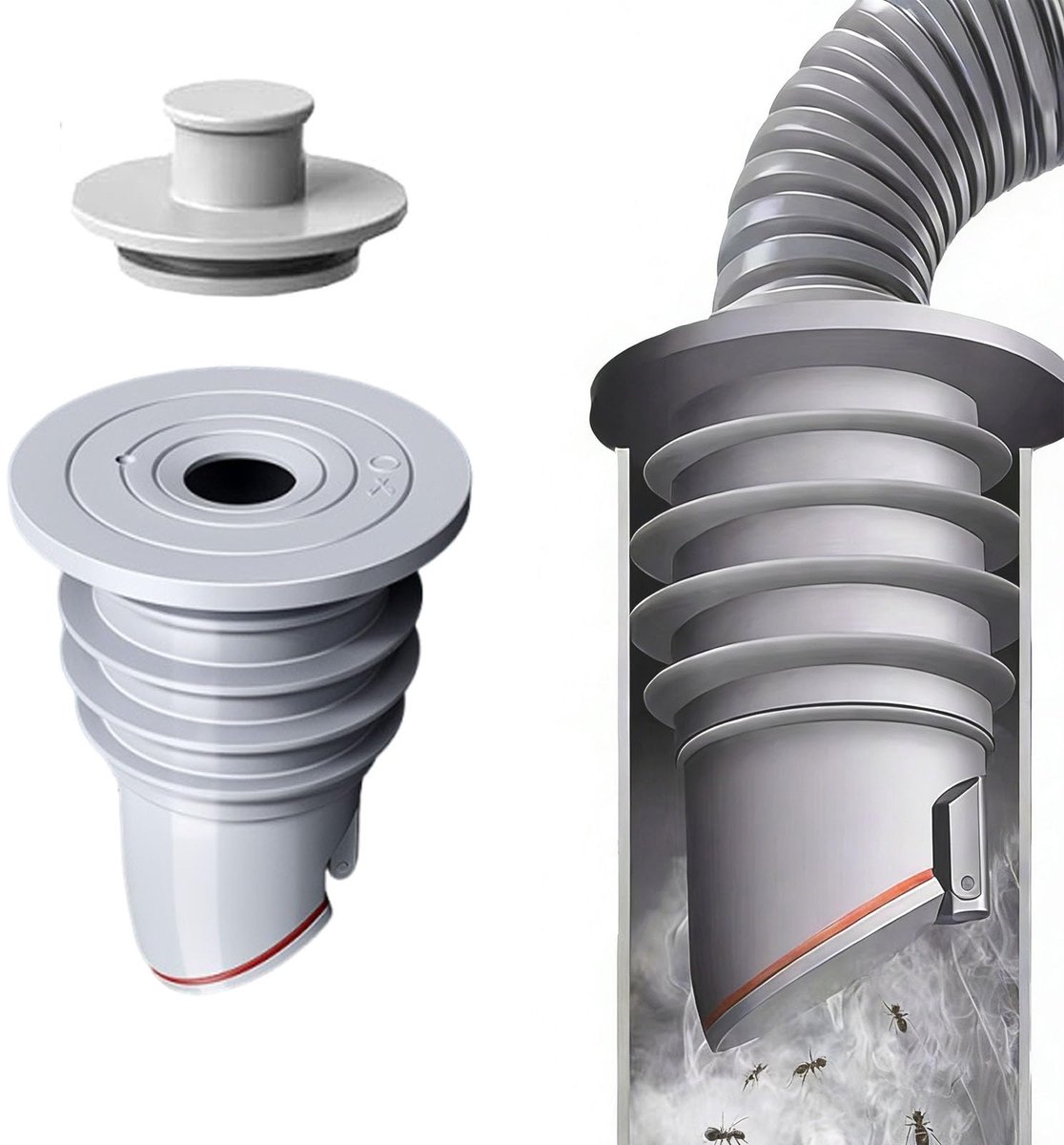 wasmachine-buisafdichting 45 - 50 mm, aansluiting voor wasmachine, afvoerslang, afdichting voor wasmachine, gootsteen, badkamer, afvoerkanaal