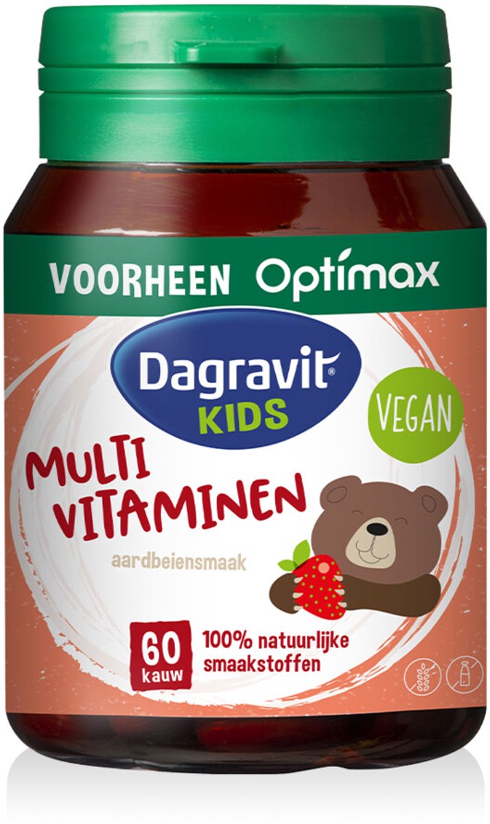 Dagravit - Natural Kids Multivitaminen Aardbei - 4 x 60 kauwtabletten - Voordeelverpakking