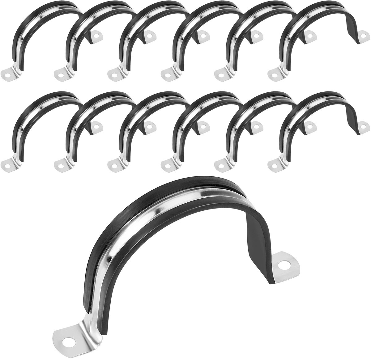 slangklem 57 mm 304 U-klem voor buizen met rubberen onderleg Songella slangklemmen 12 stuks
