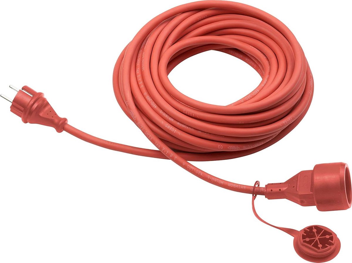 Verlengsnoer Rood - Stroomkabel Buiten - Tuin Werk - Spatwaterdicht IP44 - 25 Meter - Rood