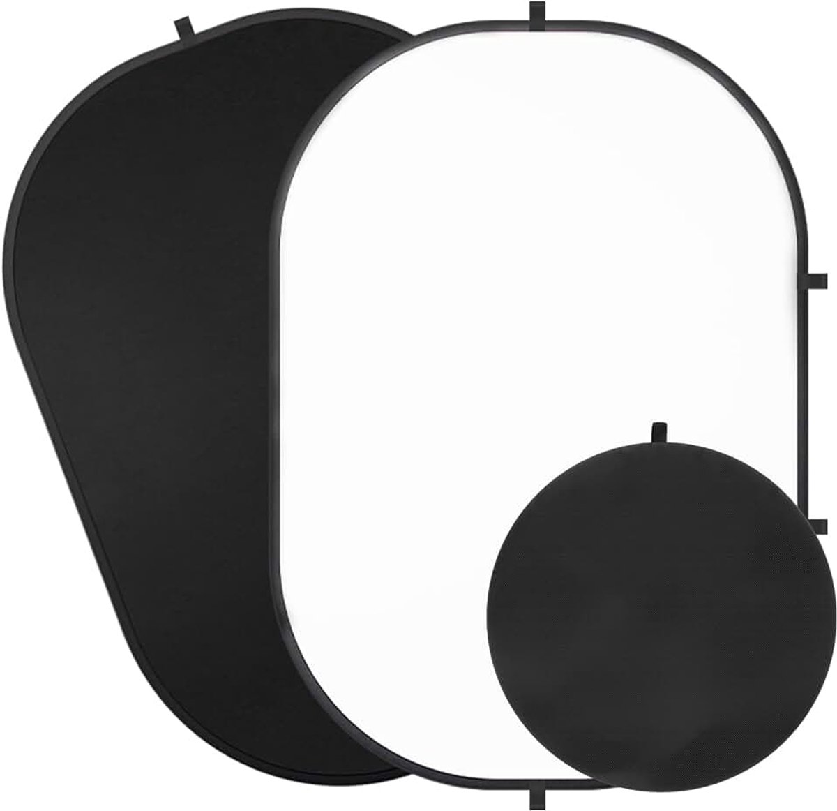 1,5x2 m achtergrond voor fotografie, dubbelzijdig wit scherm en zwart scherm, 2-in-1 opvouwbare en omkeerbare achtergrond voor fotografie, YouTube-video's en livestreaming