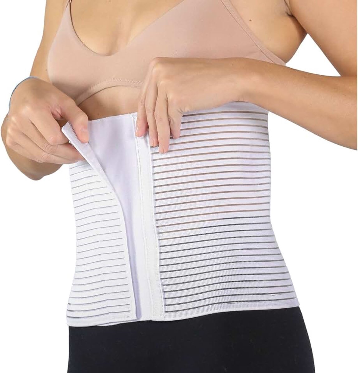 H24/75 Steungordel voor dames en heren, na de geboorte, hoogte 24 cm | Buikband, postoperatie, elastisch, mantel, lendenwervelkolom, korset, verstelbare klittenbandsluiting