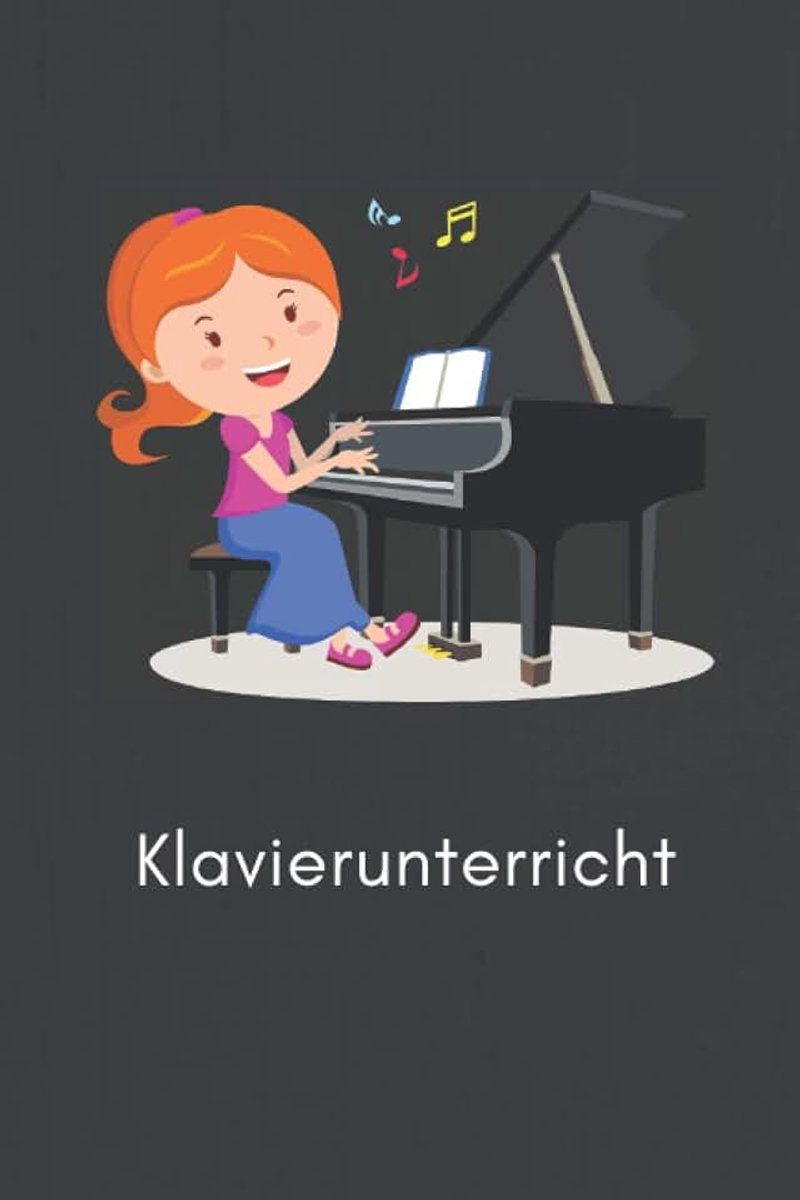 Klavierunterricht: Notenbuch Klavier: Buch mit Notenzeilen/Notenpapier, Mädchen am Flügel/Klavier, Aufgabenbuch, Kompositionsbuch, Notizbuch ... | 120 Seiten | ca. DINA5 | mattes Cover