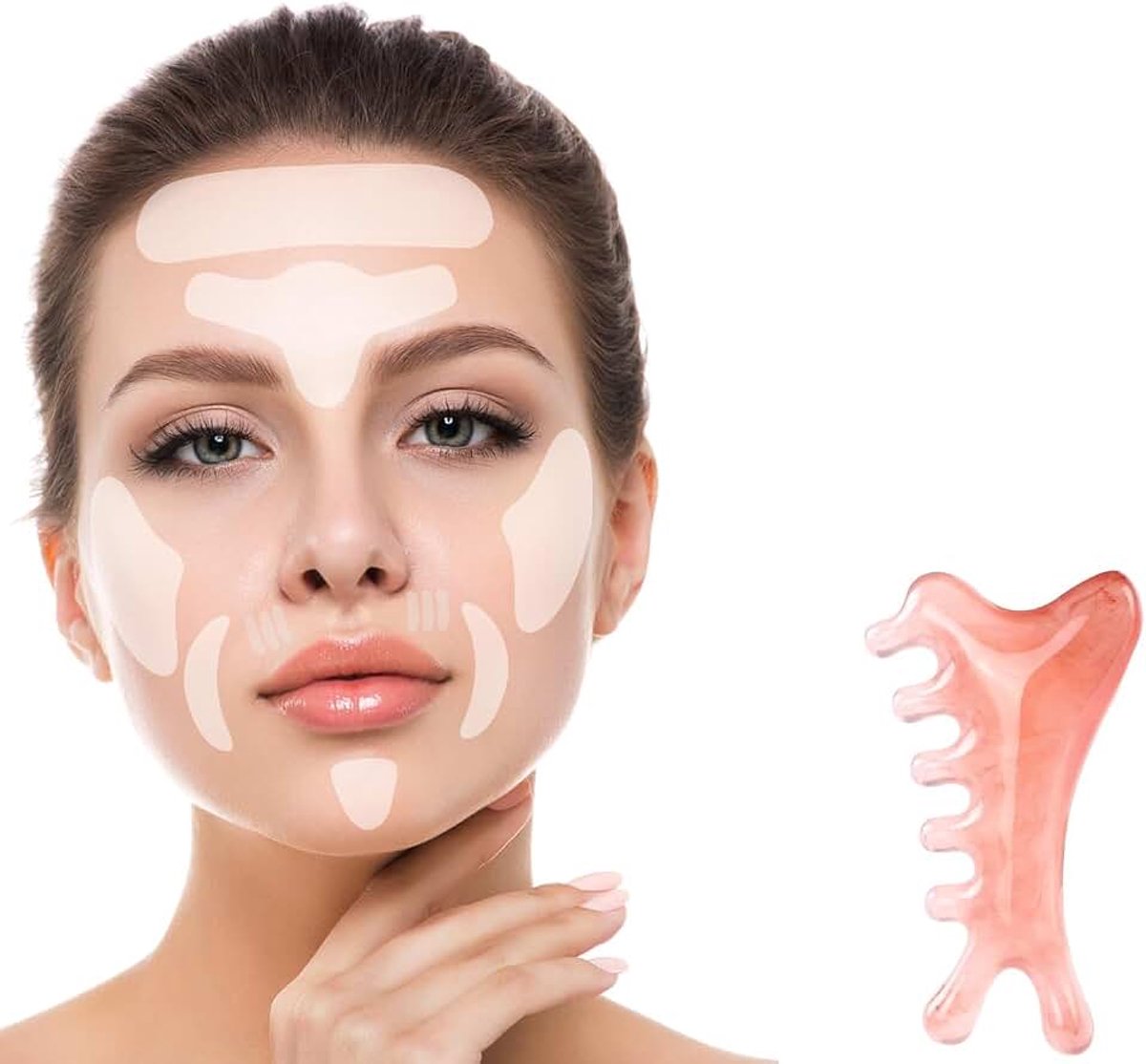 Pads, herbruikbare rimpelpleisters gezicht, siliconen pads gezicht, met Guasha gezichtsverzorgingsapparaat, verstevigt de huid, gezichtsverzorgingsset voor dames