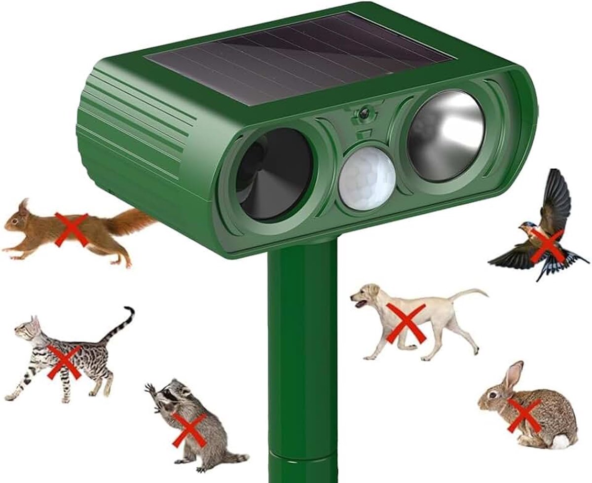 Ultrasone dierenverjager, kattenverjager, ultrasoon, dierenverjager, marterverschrikker met bewegingssensor, effectief tegen katten, honden, marters, voor tuin