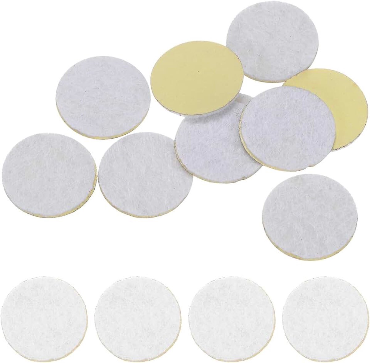 10 stuks ronde zelfklevende viltcirkels, 15 mm 5/8" voorgesneden vilten stickers van vliesstof voor doe-het-zelf naai- en knutselprojecten, wit