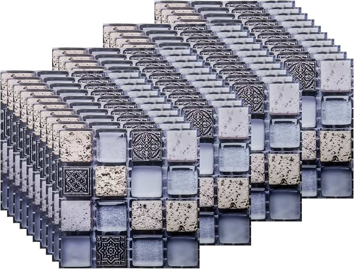 Tegelstickers, Zelfklevend Wandtegelstickers Wallpaper Waterdichte Muurstickers Tegelfolie Mozaïek Stickers voor Badkamer en Keuken Grijs (10 x 10 cm / 4 x 4 inch)