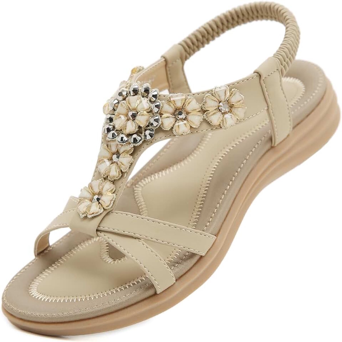 Platte Sandalen Dames Zomer Damessandalen Boheemse Strand 35-44 EU | Modieus Teenslippers,Orthopedic Sandals,Plat Schoenen Vrouwen,Comfortabele,met Zacht Voetbed
