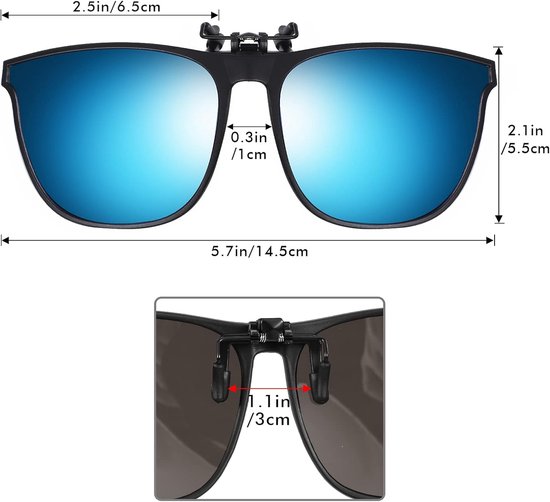 Gepolariseerde Clip-on Zonnebril - Bril clip-on zonnebril - Autorijden Vissen - UV400 Lens Technologie - One Size - Blauw — afbeelding 5
