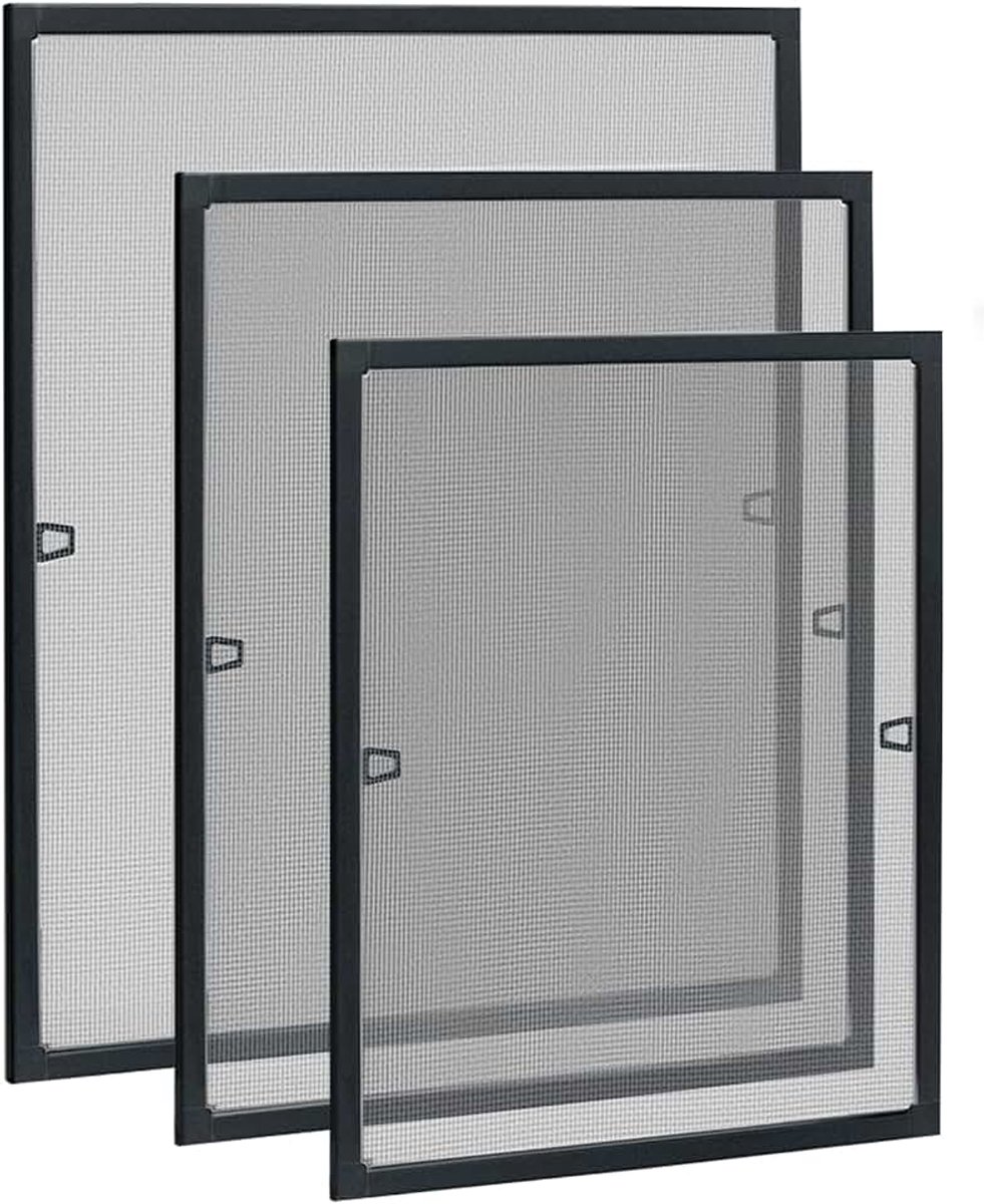 - Vliegengaas voor ramen, 100 x 120 cm, met aluminium frame, zonder boren, voor ramen, antraciet