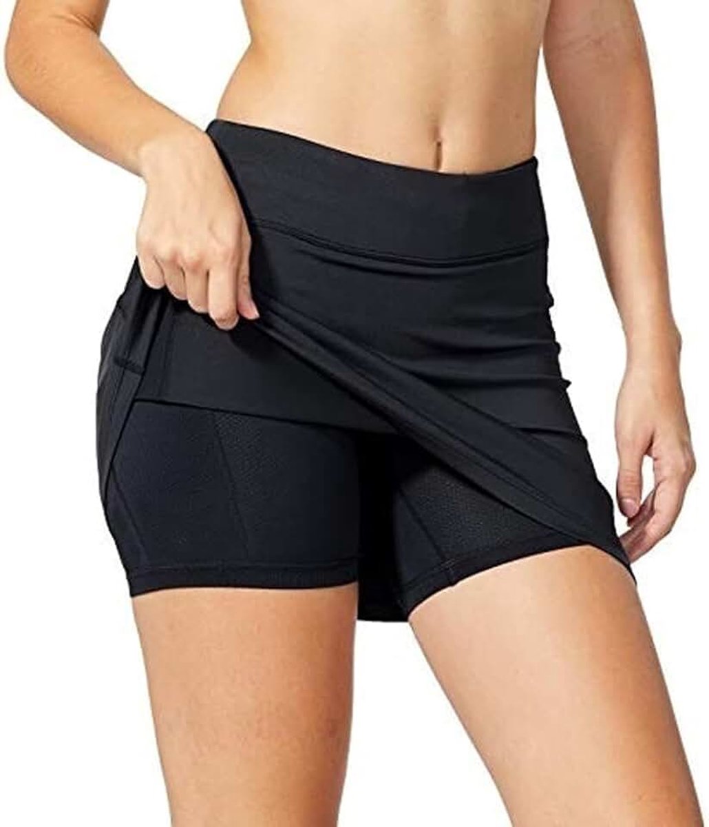 Tennisrok voor dames, met zak, zomertennisrok voor dames, korte sporttennisrok, looprok, korte rok voor golf, sportief, gekruist