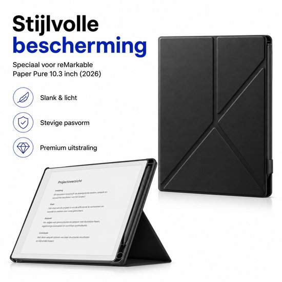 Remarkable Paper Pure hoes - Geschikt voor Remarkable Paper Pure 10.3" (2026) - 360 Graden Draaibaar - Lichtgewicht Magnetische hoes - Automatische slaap-/waakfunctie - Hoogwaardige waterdichte PU leer - Grijs — afbeelding 5