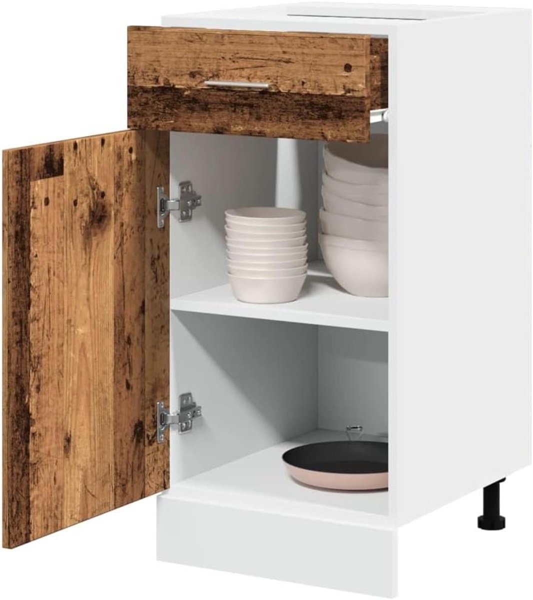 Keukenonderkast - Keukenmeubel - Keukenopslag - Veel opbergruimte - 40x46x815 cm - Oud hout