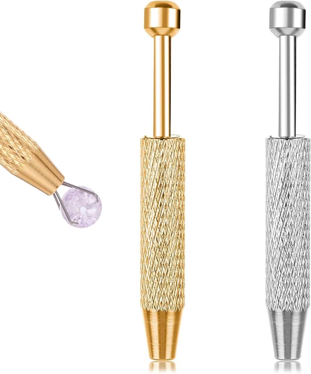2 stuks juwelier pick-up gereedschap, piercing bal grijper tool mini grijper pen roestvrij staal 4 tanden klauw pincet parel grijper pick-up tool voor elektronische component diamant parels edelsteen