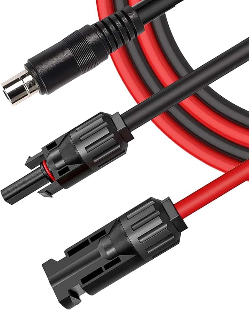 Naar DC 8 mm 8020 kabel, adapter DC8020 stekker naar zonne-oplaadkabel 2 m, compatibel met Jackery Explorer pro 3000 2000 2000 Plus 1500 1000 1000 v2