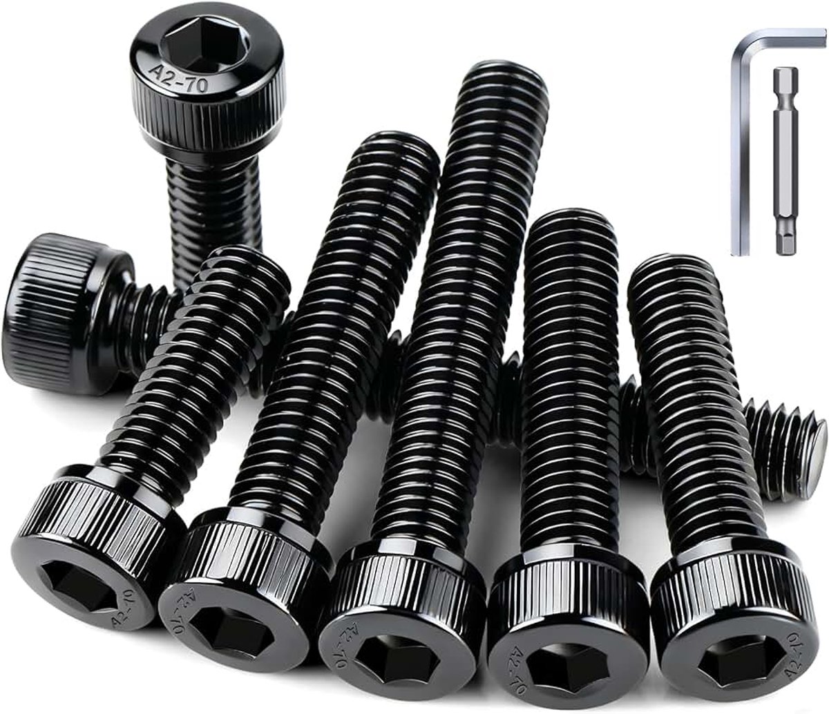 M5 x 20 roestvrij staal, 30 stuks cilinderschroeven met binnenzeskant DIN 912/ISO 4762 schroeven zwart A2 V2A inbusschroef zeskantschroeven voor het bevestigen van