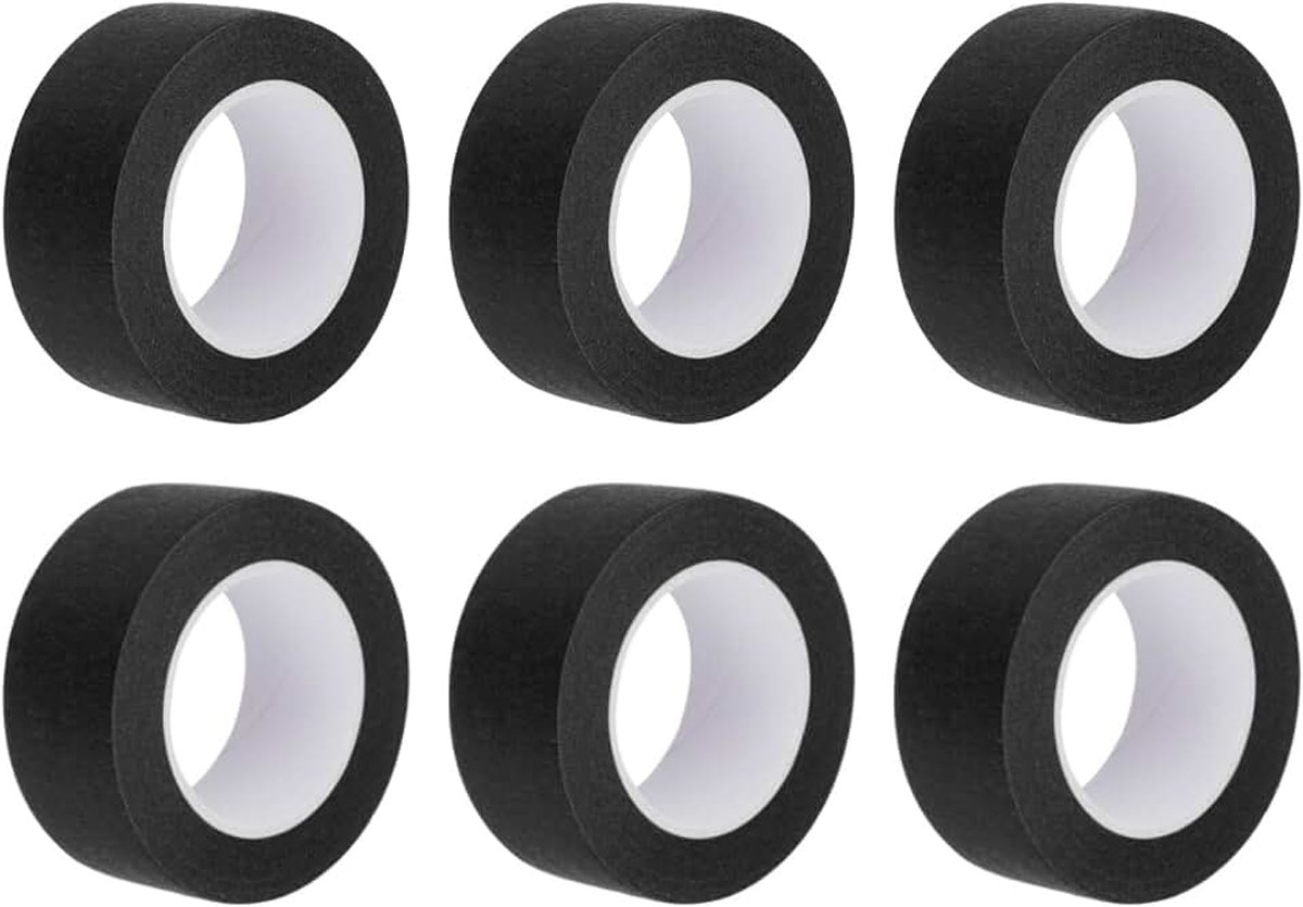 6 stuks 1 inch breed 14 yards zwart afplakband schildertape rollen voor thuis kantoor commerciële aannemers schoon druppelvrij schilderen breed crêpepapier