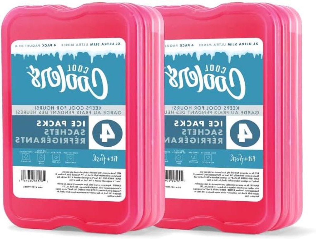 XL IJspacks - Herbruikbaar Koelblok - Voedsel Koel Houden - Extra Slim Ontwerp - 8 Stuks - Roze