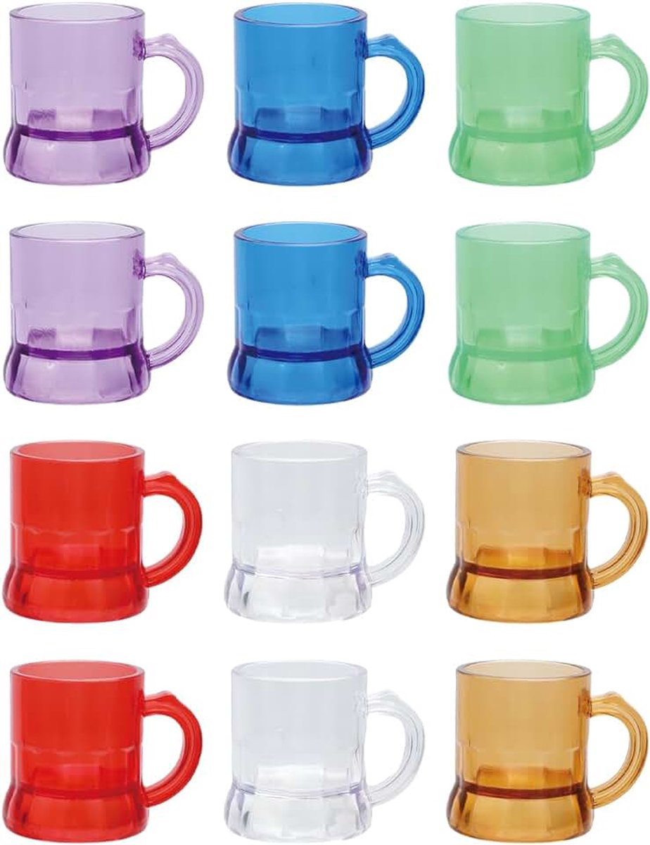 12 stuks borrelglaasjes kunststof, 30 ml borrelglaasjes plastic, kleur borrelglas om om te hangen, borrelglaasjess plastic, geschikt voor verjaardagen, bruiloften, Kerstmis