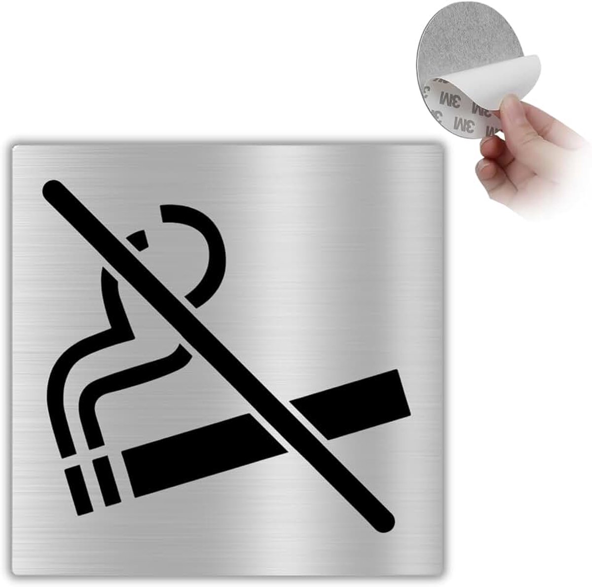 Bord - 10x10 cm - Aluminium - Actieve Rookmelder Aanwezig | Sticker Verboden te Roken, Plaatje Rookverbod, Pictogram Tabak en Sigaretten, Bordje Geen Peuken, Zone Zonder Tabaksrook