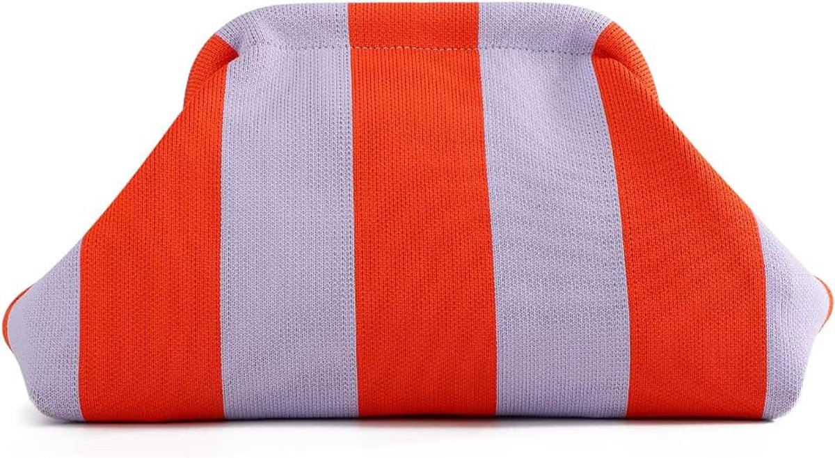 Knoedel Clutch voor Vrouwen Geweven Gehaakte Strand Vakantie Handtas Portemonnee Stijlvolle Gestreepte Tas voor Feest
