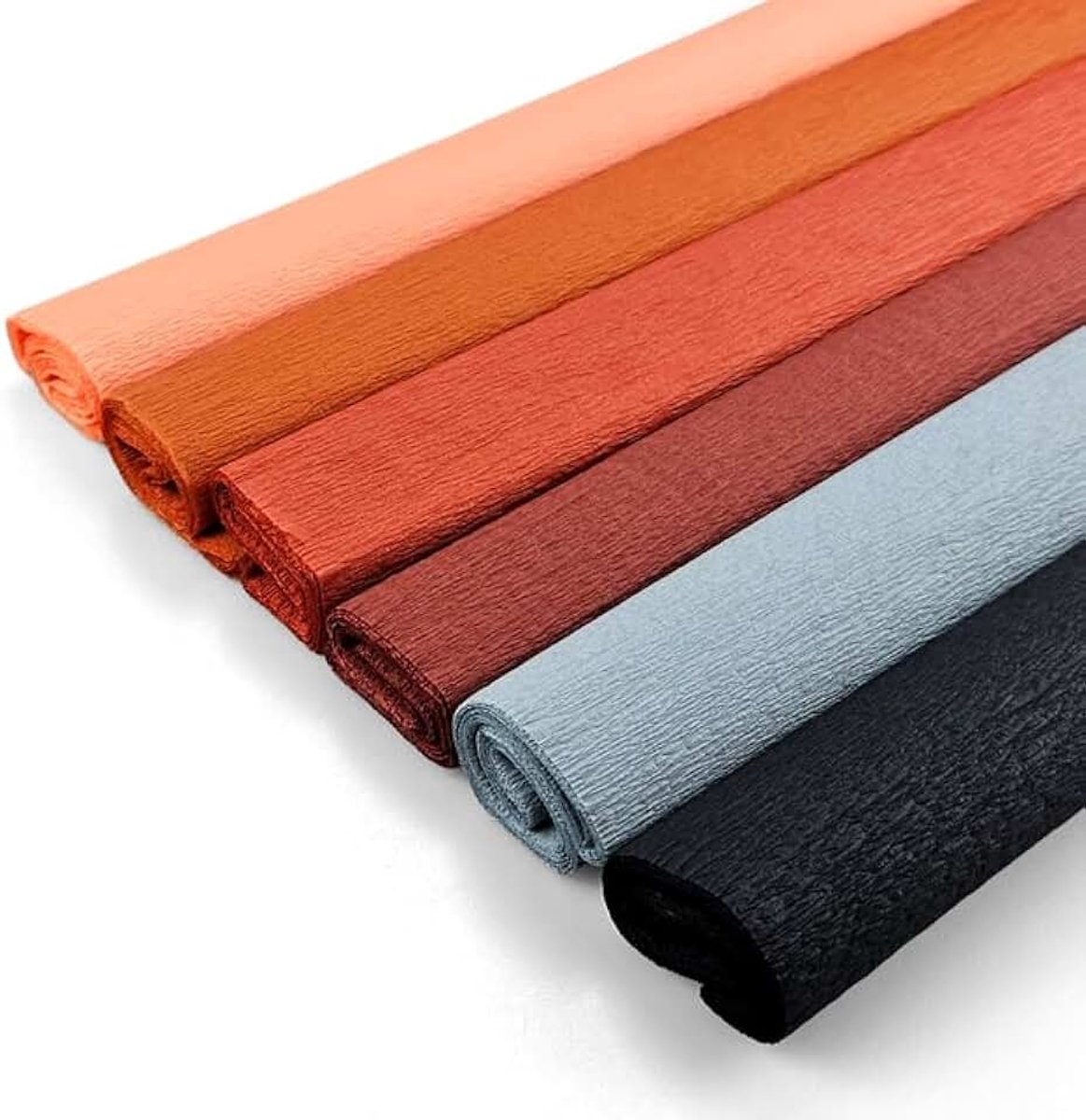 Crêpepapier, warme aardtinten, 200 x 50 cm, kleurrijk knutselpapier voor decoratie, geschenkverpakking, creatieve projecten, decoratief papier, kleurrijke papierrollen, knutselcrêpe