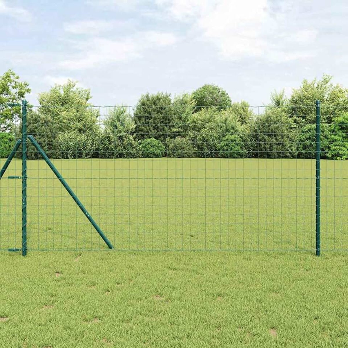 Euro 3350349 Tuinhek, 2 groen, metaal, 10 x 1 m, duurzame Euro omheining, stabiele stalen palen voor tuinhekken, landbouw, wilgennetten, kippendraad