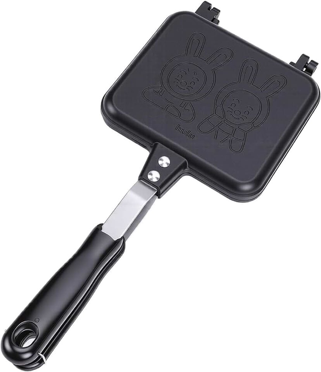 Dubbelzijdige Tosti-ijzer, Panini-persgrill van Aluminiumlegering met Antiaanbaklaag, Perfect voor Thuiskeuken en Buitenkoken