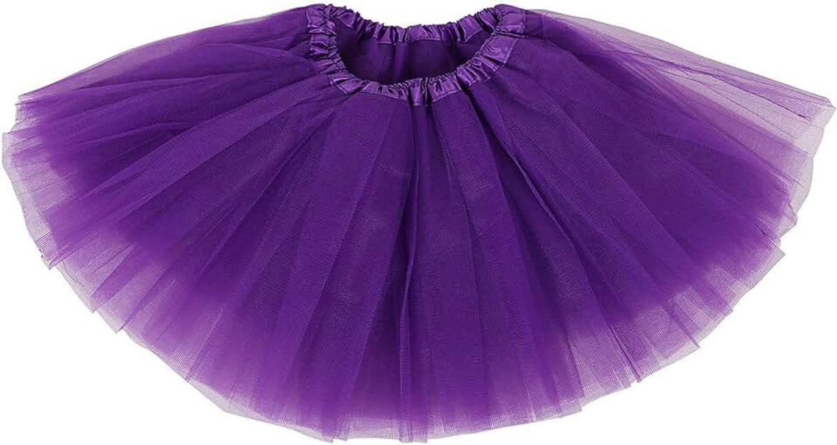 Tutu, rok voor volwassenen, voor dames, klassiek, elastisch, 4 lagen tule, rok voor verkleedpartijen, ballet, dansen (paars)