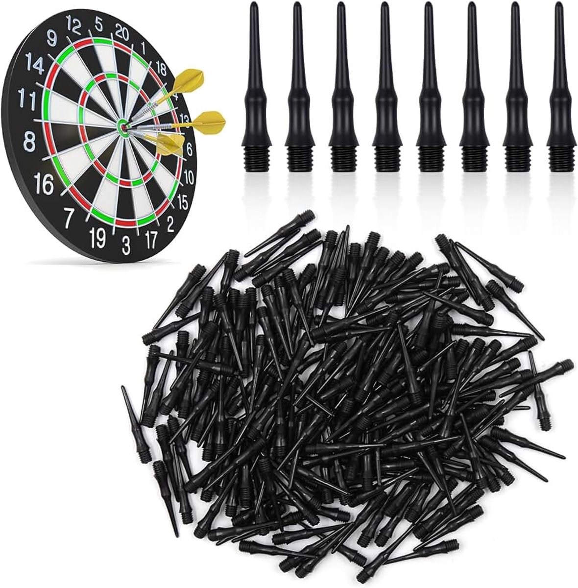 200 stuks dartpunten, kunststof reservepunten, zachte dartpunten, breken niet gemakkelijk en stabiel, dartpunten, zacht voor dartsportliefhebbers, dartaccessoires voor (zwart)