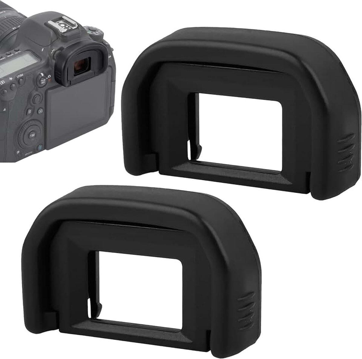 2 stuks oogschelp vervanging, zoekeroculair voor EOS 100D, 550D, 600D, 650D, 700D, 750D, 760D, 1000D, 1100D (zwart)