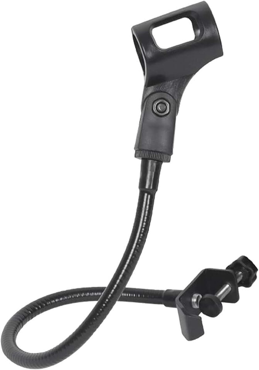 360 graden flexibele zwanenhals microfoon standaard, desktop microfoon standaards houder bureau microfoon boom arm standaard met clip (zwart)
