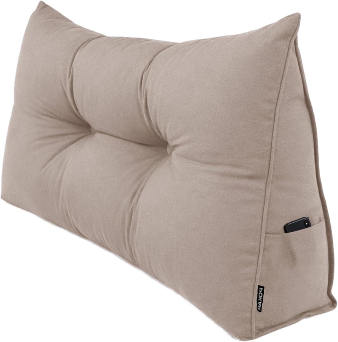 Rugkussen - Leeskussen Wigkussen - Ontspannen Zitten - Met Zijzakken - 100x50x20 cm - Beige