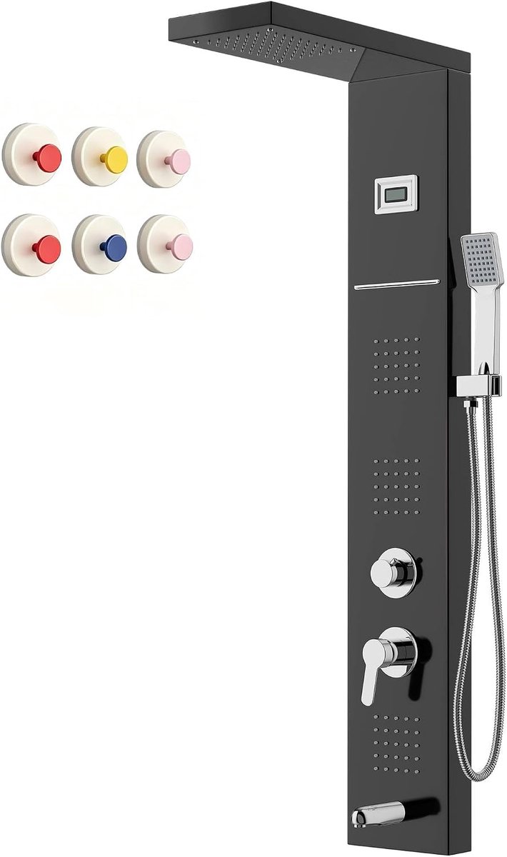 Douchezuil met hydromassage 1100 mm - geborsteld roestvrij staal - 5 functies - ultieme ontspanning - SnelShoppen