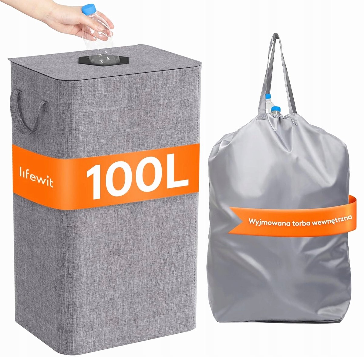 Grote Afvalbak 100L met Deksel voor Recycling - Keuken