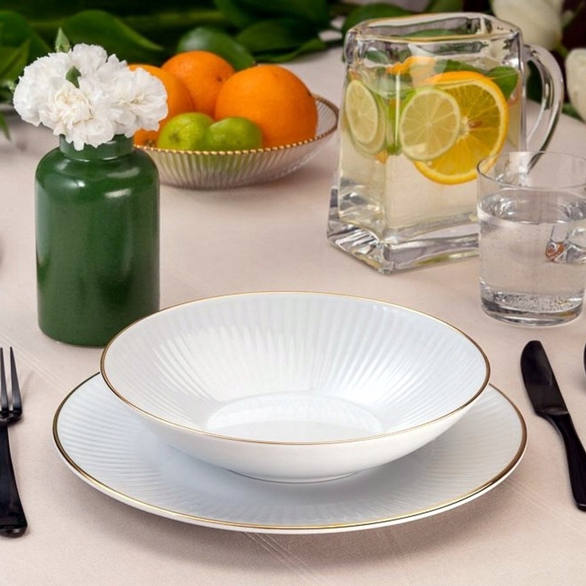 Servies Dalia Goud 18-delig voor 6 personen - Chodzież Porselein