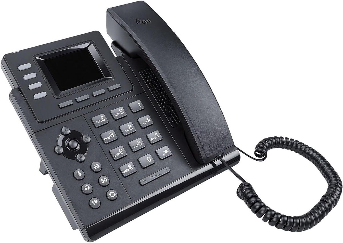 IP Telefoon - VoIP Telefoon Bureautelefoon - Kantoor Communicatie - 4 SIP Accounts - 2.4 inch Kleurenscherm - Zwart