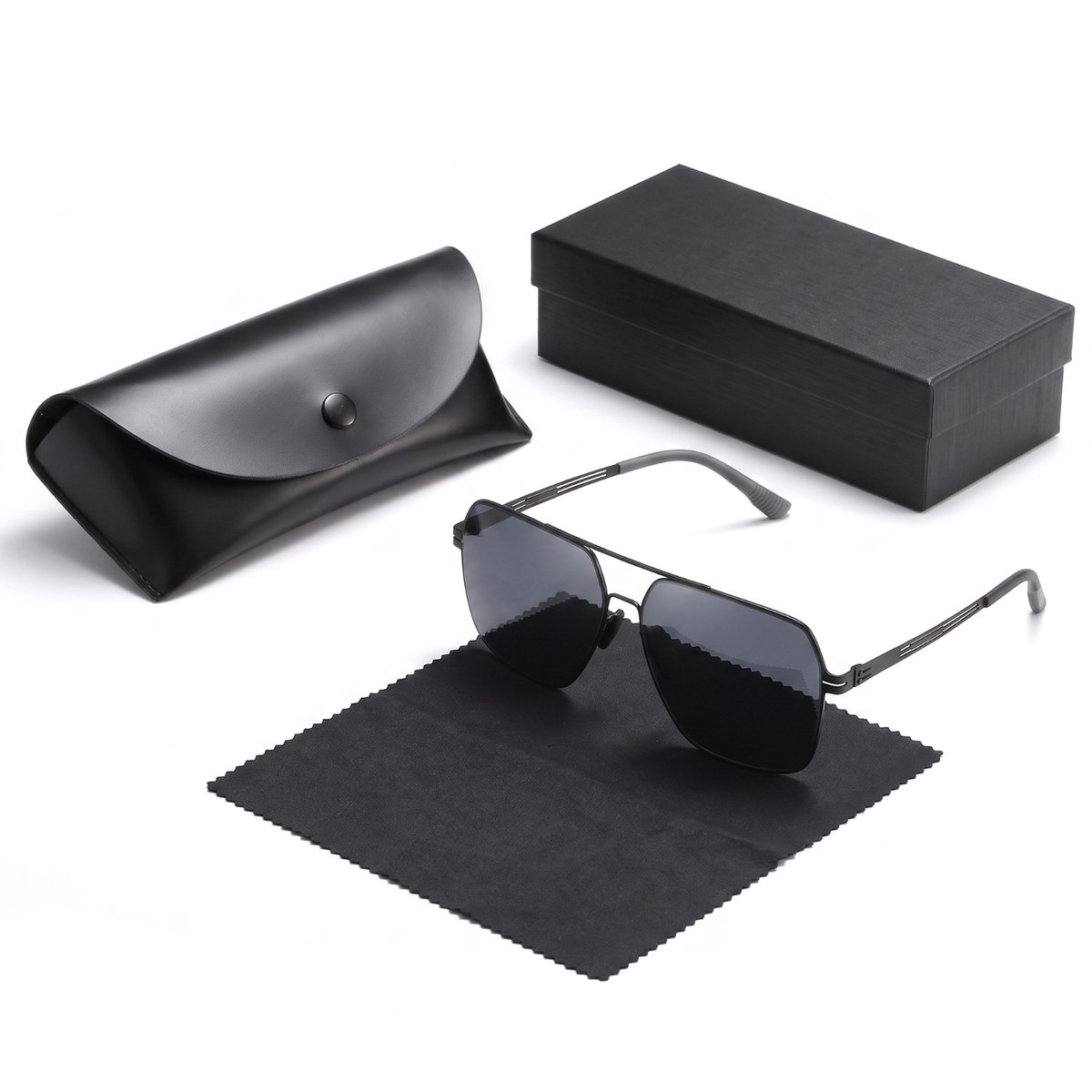 Fokelyi Zonnebril Stalen Frame - Gepolariseerd Met UV400 Bescherming - Polarized Zonnebril Voor Heren En Dames - Stijlvolle En Duurzame Bril - Inclusief Brillenkoker, Opbergtas En Microvezel Doek