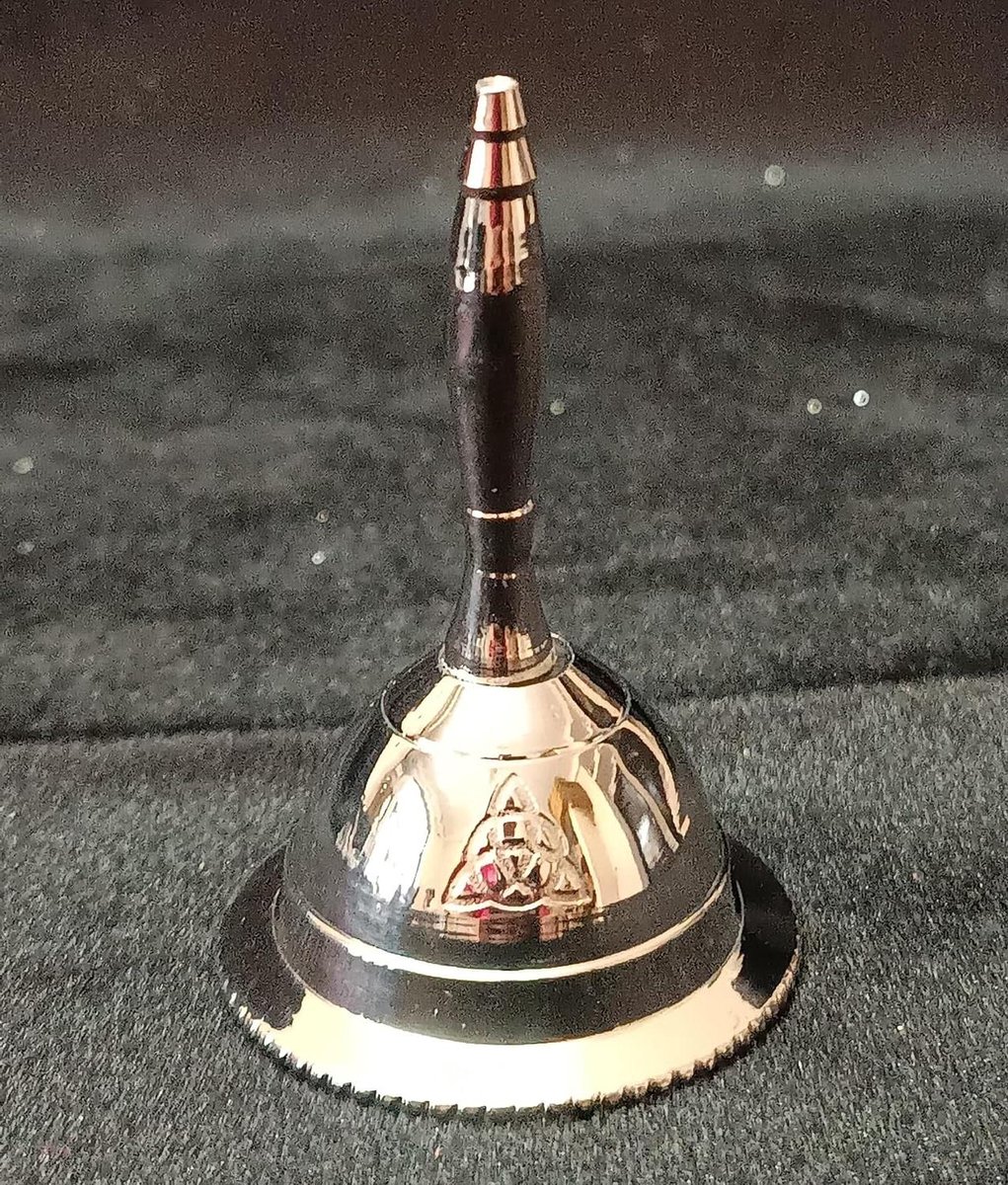 Handbel - Oproepbel - Attentie trekken - Massief messing - 7.5 cm - Zilverkleurig