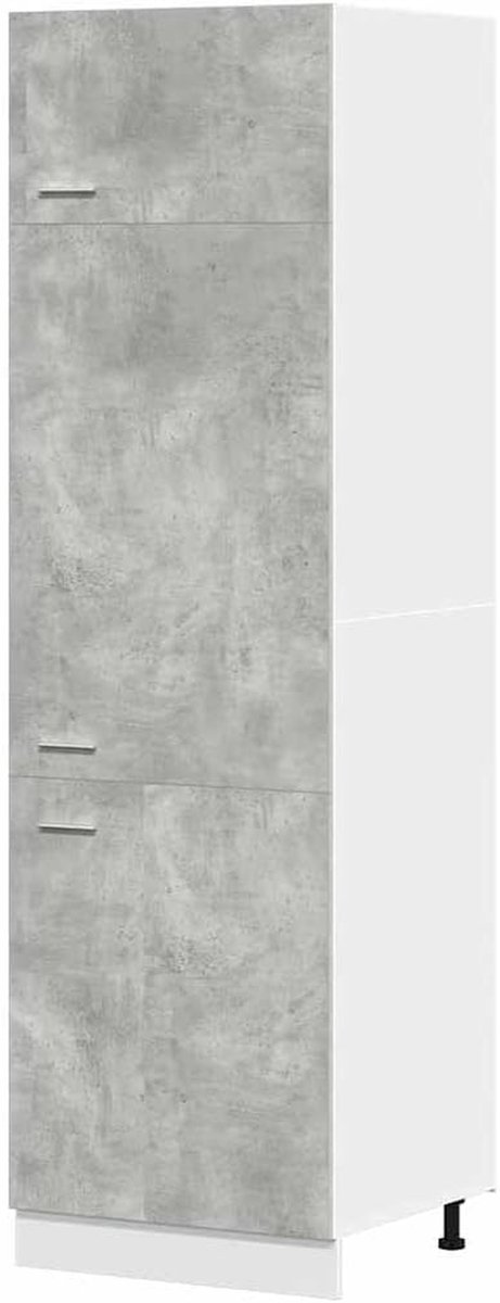 Keuken Ombouwkast - Koelkastkast Opbergkast - Keuken Organiseren - Veel Opbergruimte - 60x207 cm - Betongrijs