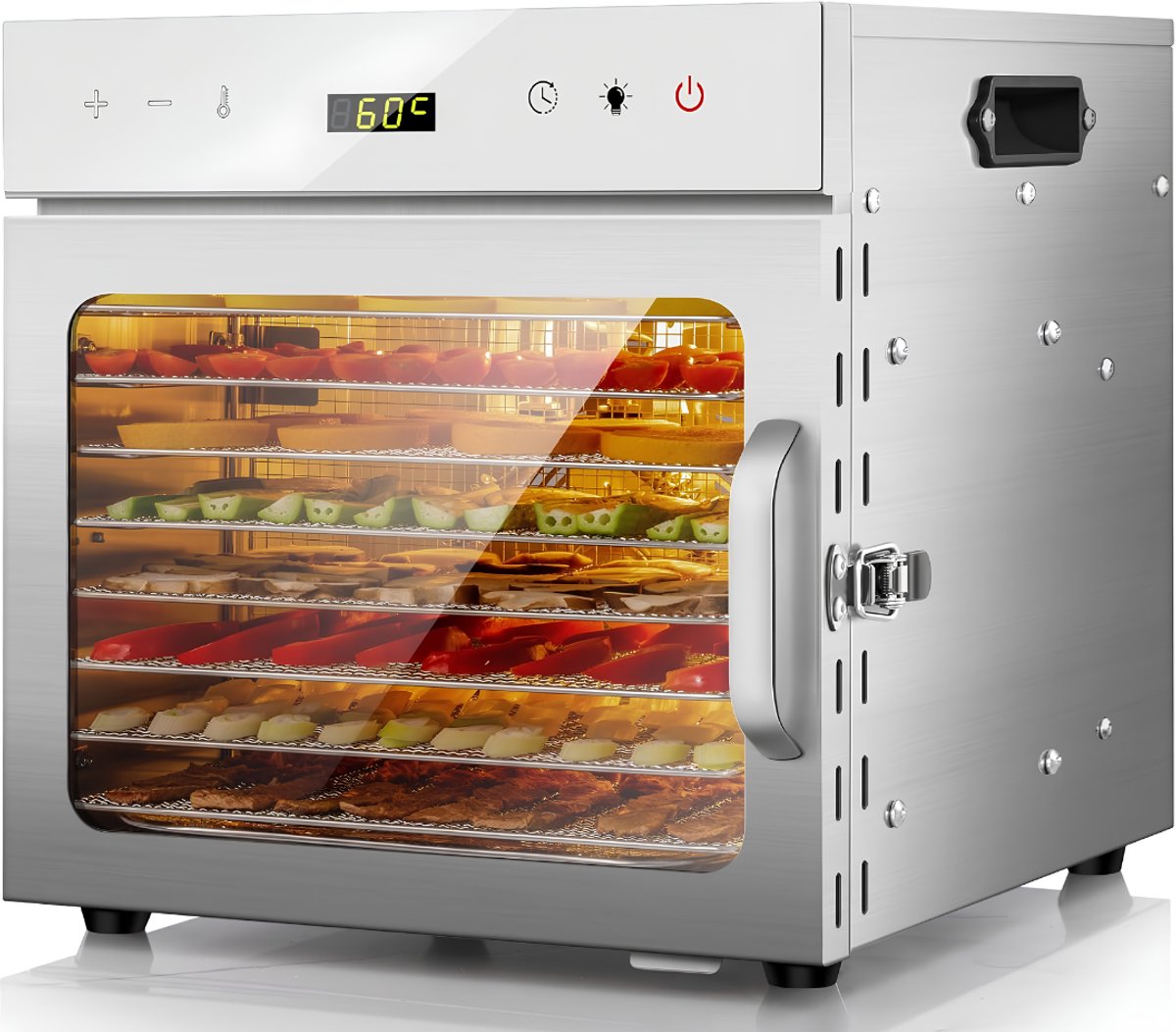 JCP® Voedseldroger - Droogoven - Dehydrator - Zilver - 40cm x 27cm x 40cm