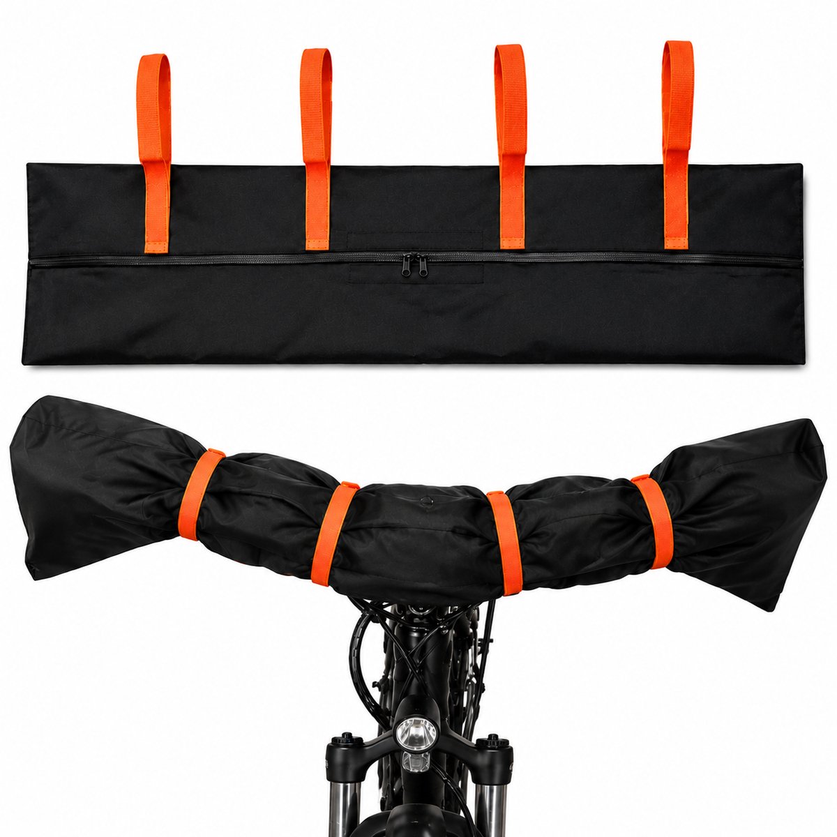 Stuurbeschermhoes E-bike - Fietsstuurhoes voor Transport - Bescherming voor Stuur & Display - Waterafstotend - 91 x 23 cm - Zwart
