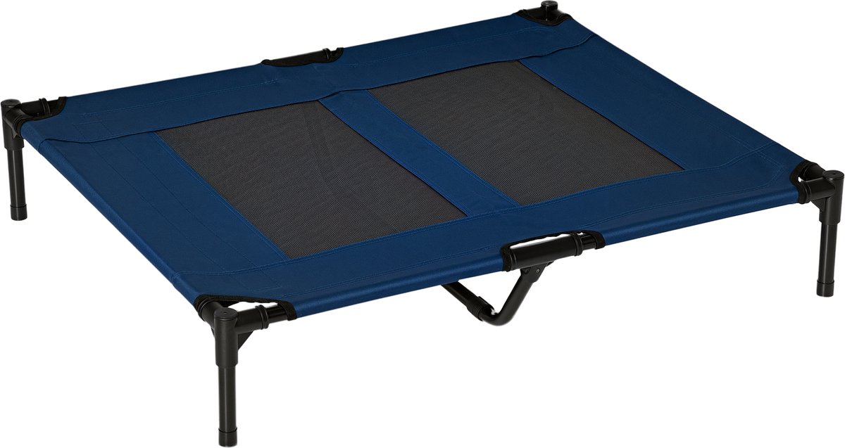 PawHut Verhoogd Hondenbed - Hout - 92x76x18cm - Blauw