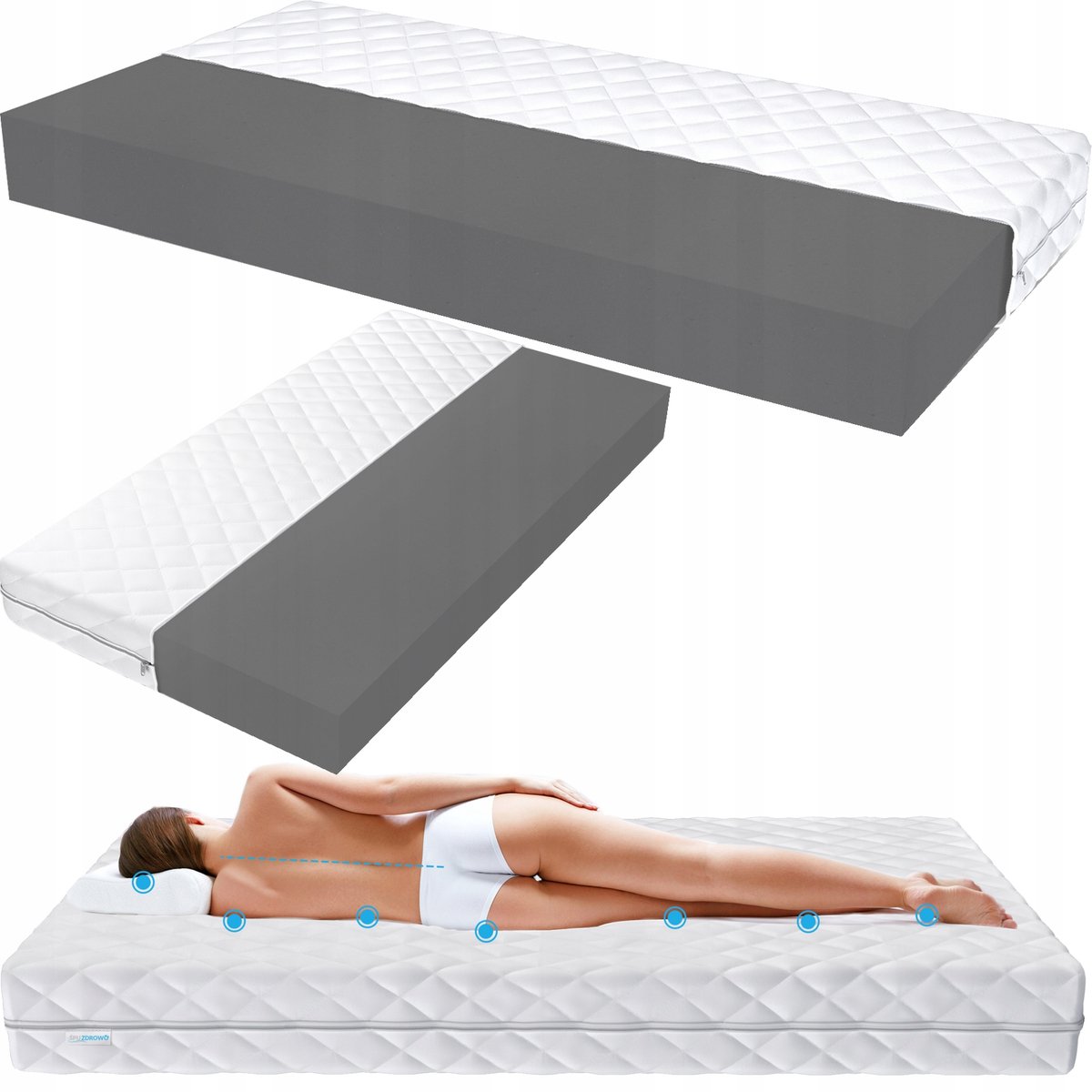 Premium Schuimmatras 110x200cm - 9cm Dik, H3 Medium Hard